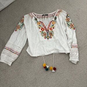 Embroidered White Boho Top